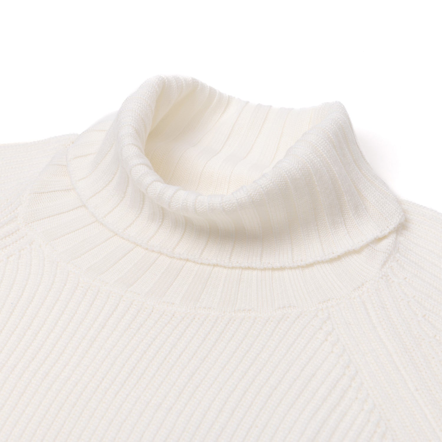 Rollkragen-Pullover "Fisherman Rib" aus reiner Merinowolle - 4 Ply